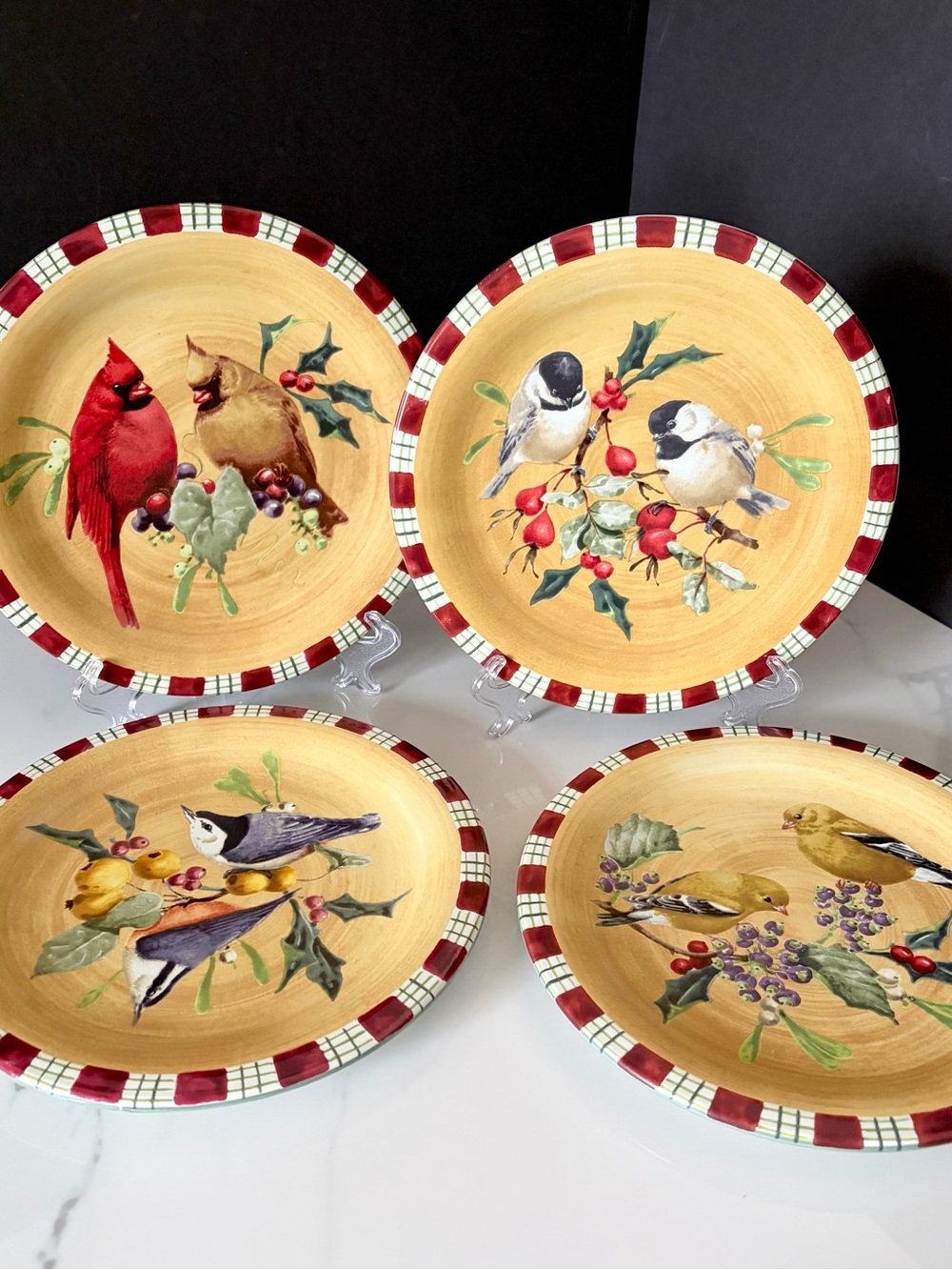 SET of 4 Winter Greetings Everyday Salad Plates by Lenox